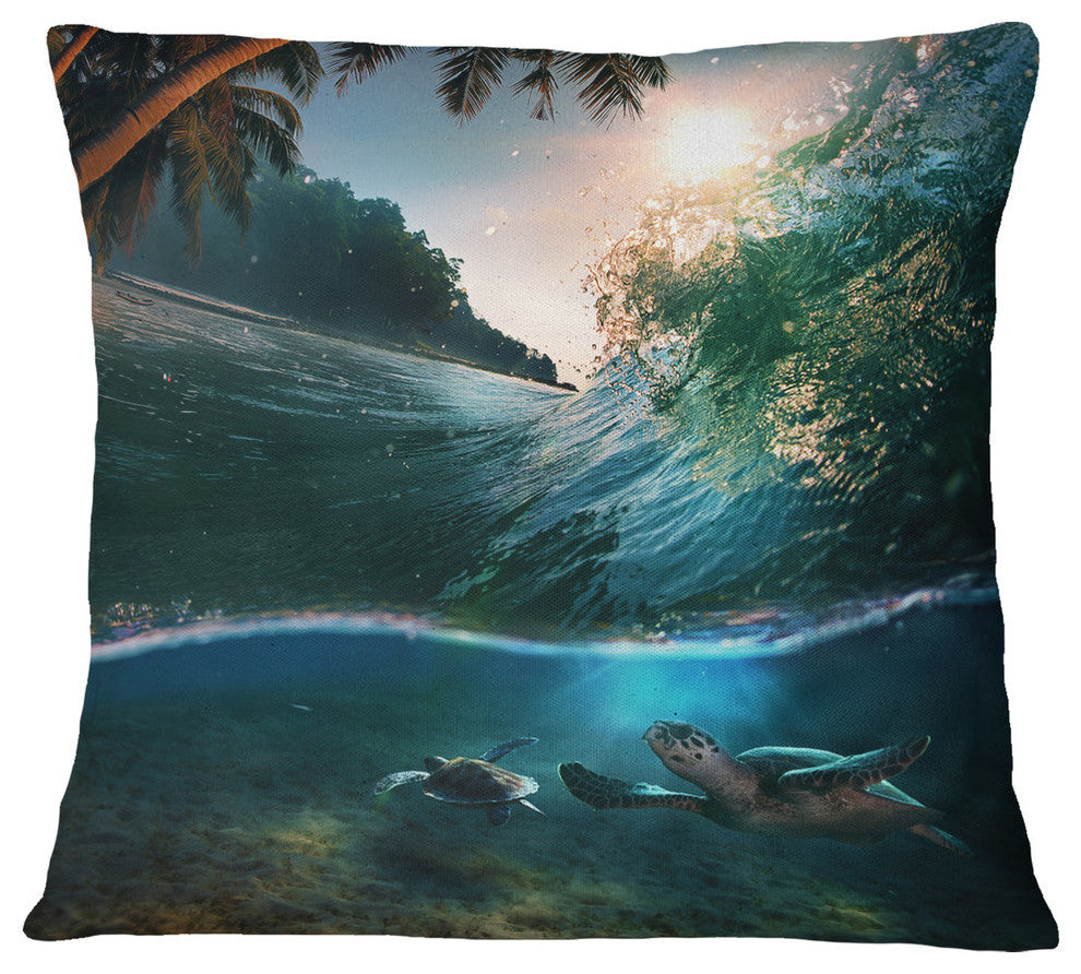 Tropical Paradise Seashore Seascape Throw Pillow, 18"x18"