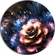 Fractal Flower Orange And Blue, Floral Large Disc Metal Wall Art, 11"