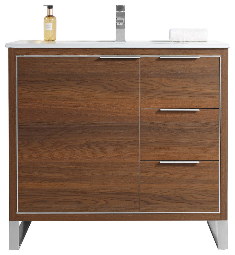 Fine Fixtures Opulence Collection Bathroom Vanity with White Ceramic Sink