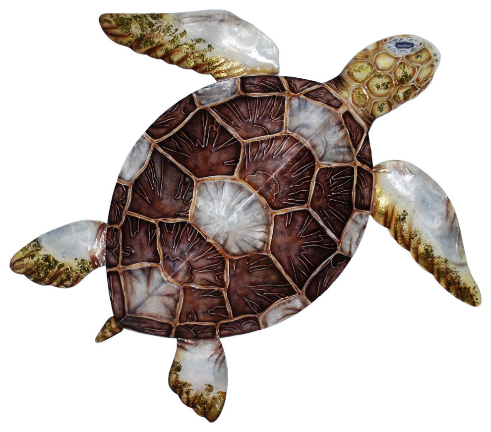Sea Turtle Wall Decor With Brown Checkered Shell