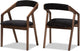 Wendy Black Velvet and Walnut Medium Browning Dining Chair, Set of 2
