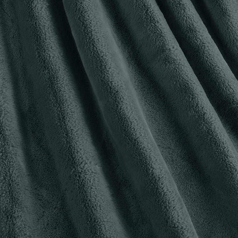 Fox Faux Fur Throw Blanket, Gunmetal, 60''x80''