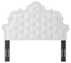 Tufted Headboard, Nailhead, King California, White, Velvet, Modern, Mid Century