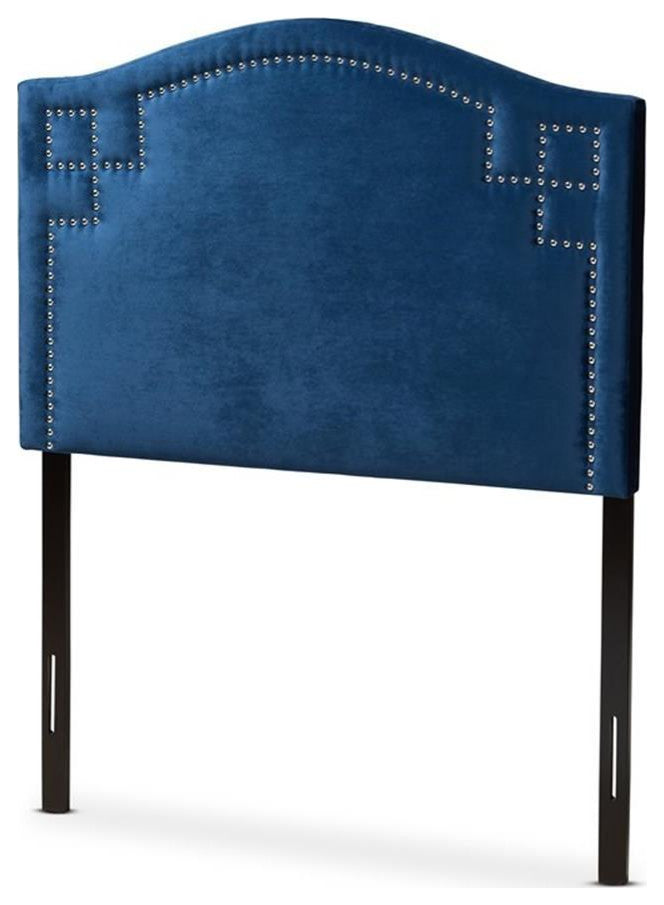Aubrey Royal Blue Velvet Fabric Upholstered Twin Size Headboard
