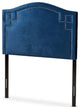 Aubrey Royal Blue Velvet Fabric Upholstered Twin Size Headboard