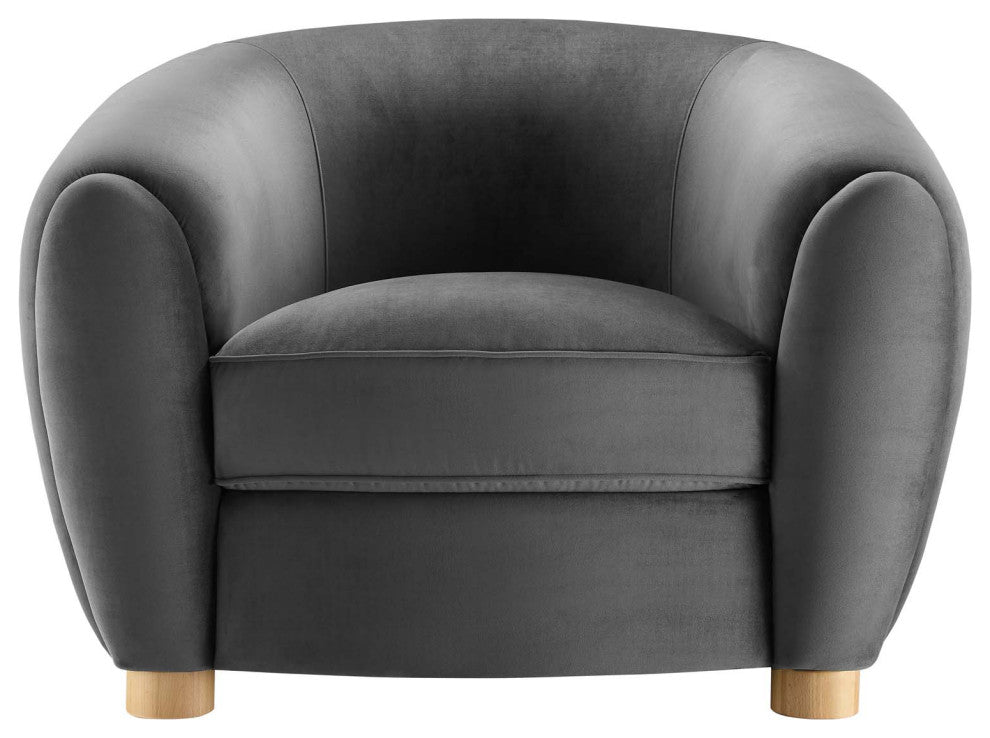 Armchair Accent Chair, Velvet, Dark Gray, Modern, Living Lounge Hospitality