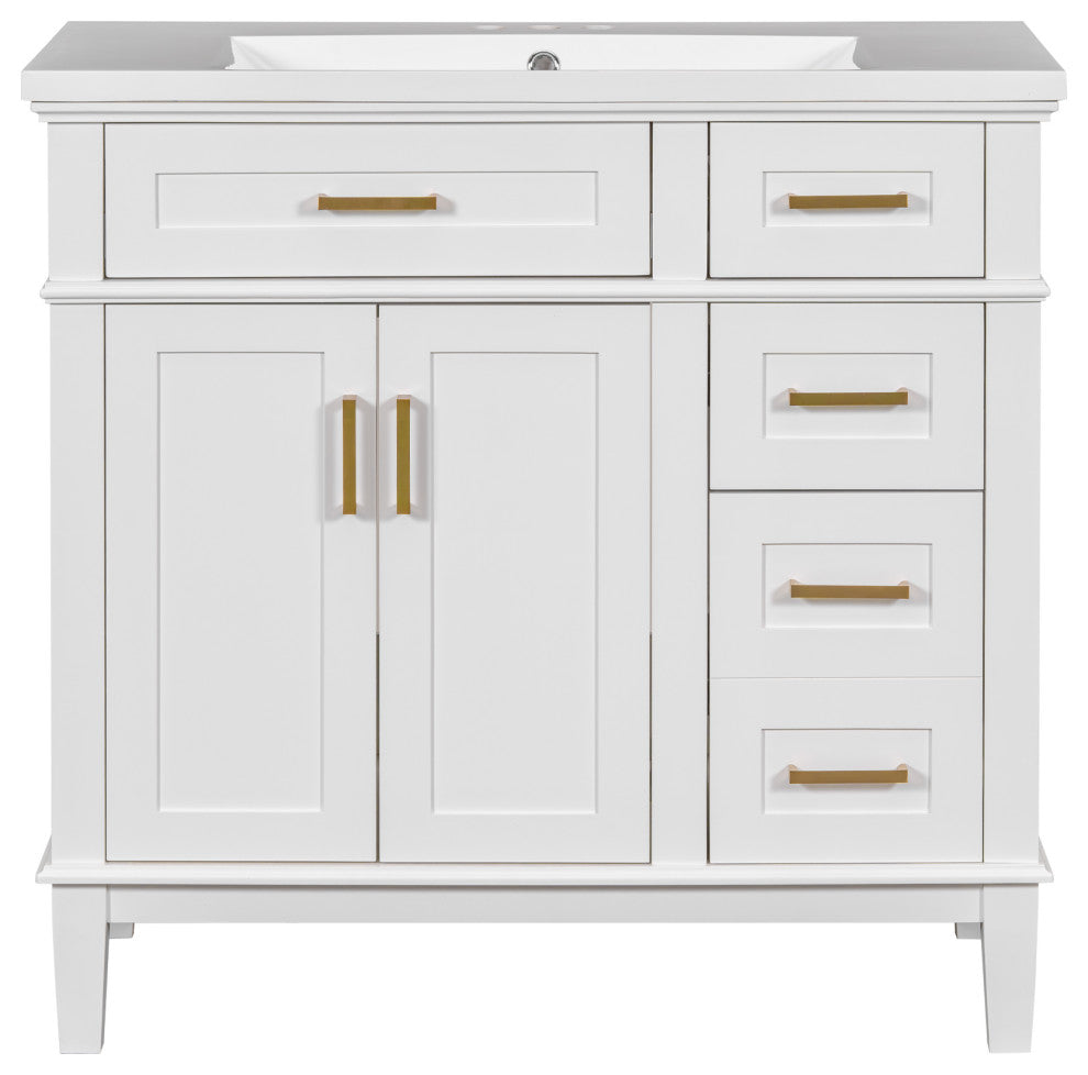 36 Inch Bathroom Vanity with Resin Sink, White