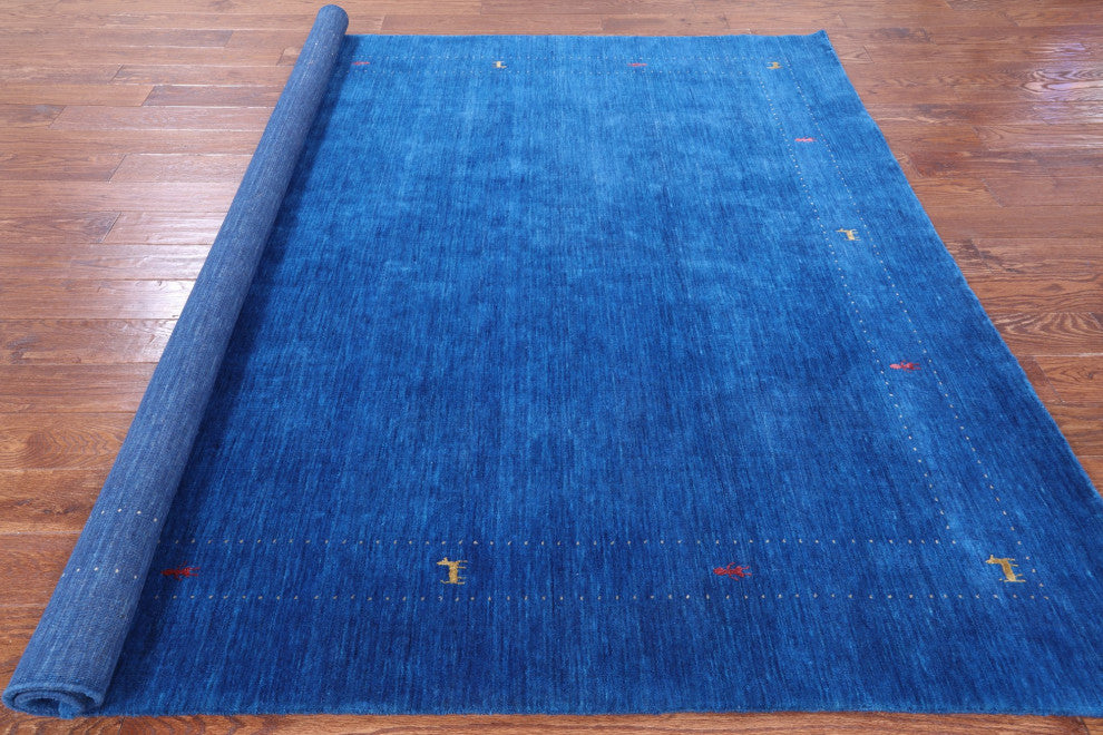 7' Square Hand Knotted Persian Gabbeh Rug Q6988