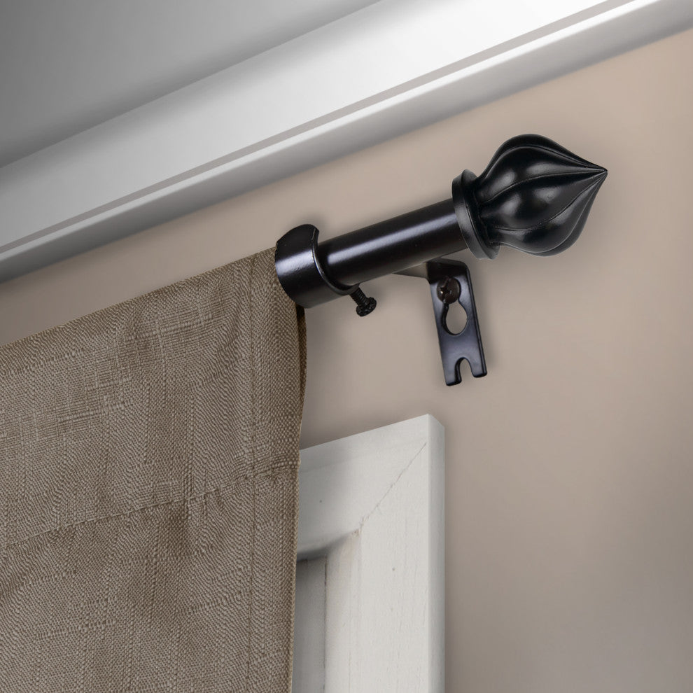 Meda 5/8" Curtain Rod, Black, 18-28"