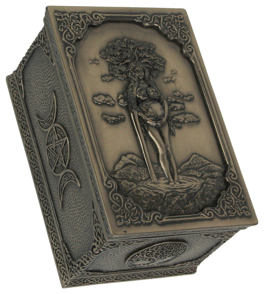 Gaia Greek Mother Earth Goddess Bronze Finished Trinket Box