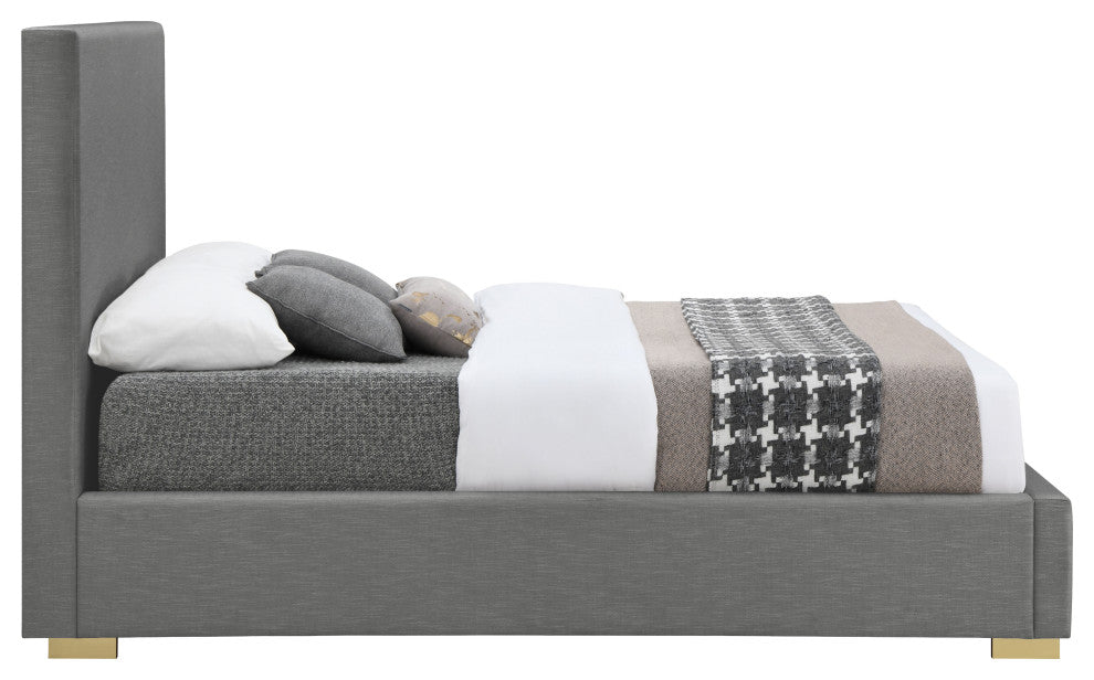 Crosby Linen Upholstered Bed, Gray, Full