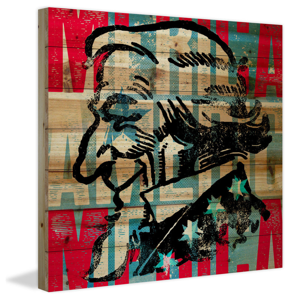 Marmont Hill, "Uncle Sam Smile" by Rick Martin Print on Natural Pine Wood, 40x40