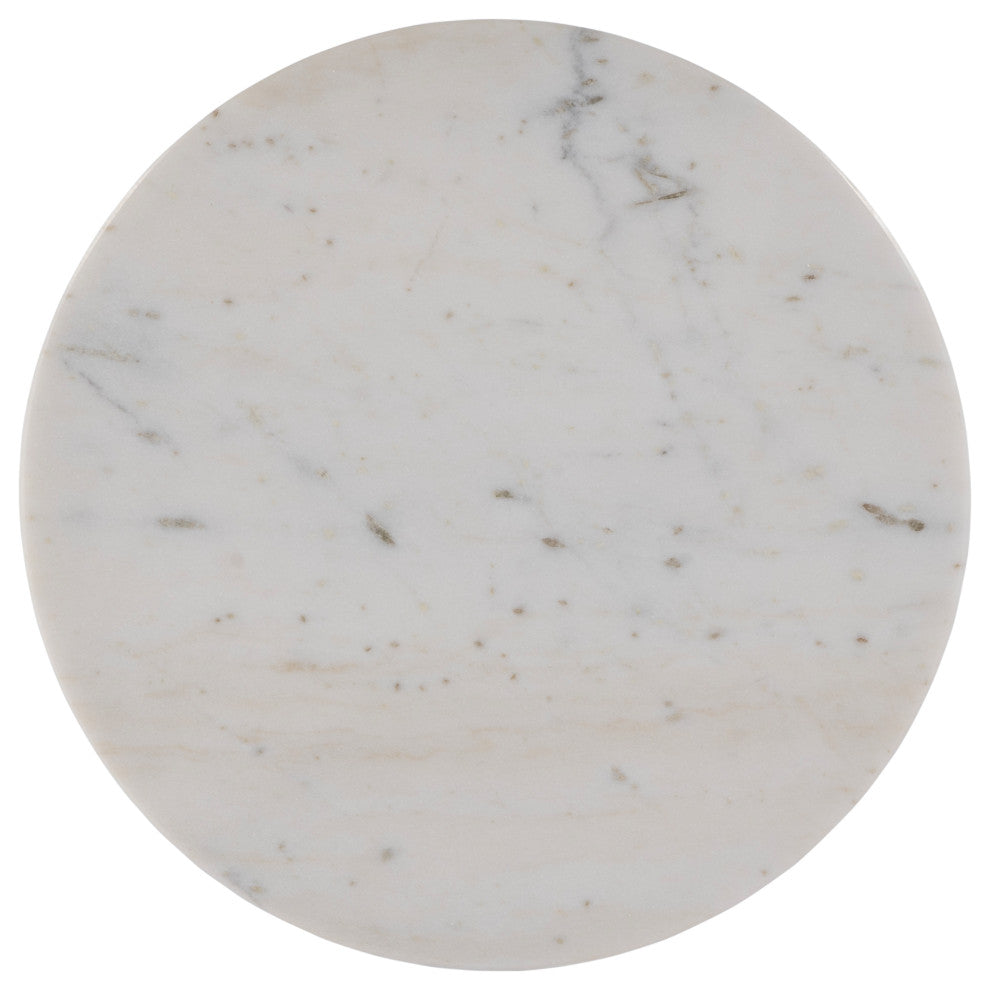Hallie 15" W Round Marble and Metal Side Table