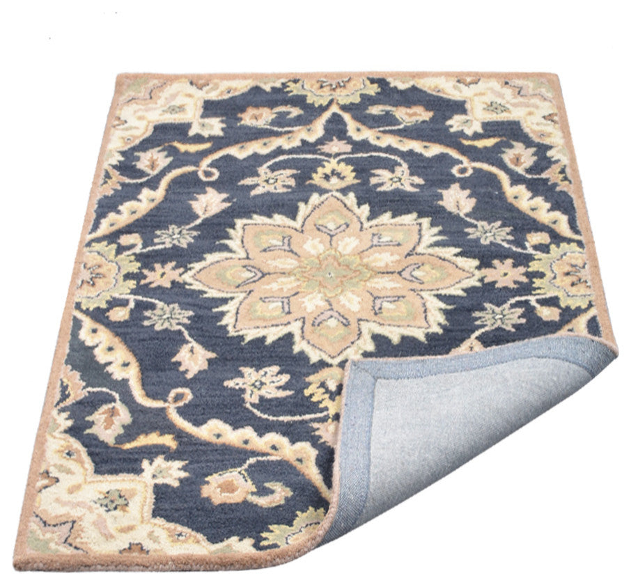 HAND TUFTED WOOL ECO-FRIENDLY AREA RUGS - Charcoal , Oriental Design