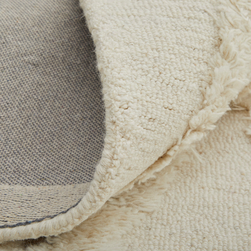 Weave & Wander Elika Moroccan Hand Tufted Wool Area Rug, Ivory/Brown, 10'x14'