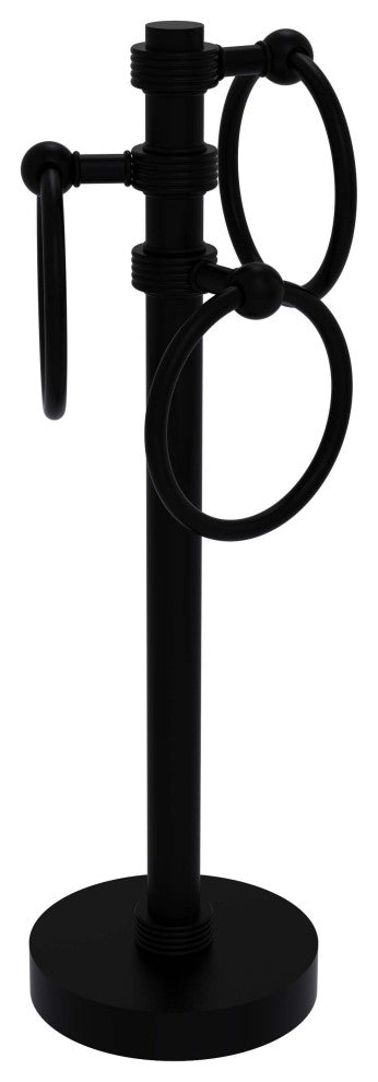 Vanity Top 3 Towel Ring with Groovy Accents, Matte Black