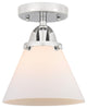 Large Cone Semi-Flush Mount, Polished Chrome, Matte White, Matte White