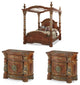 AICO Furniture Villa Valencia 3-Piece California King Poster Canopy Bedroom Set