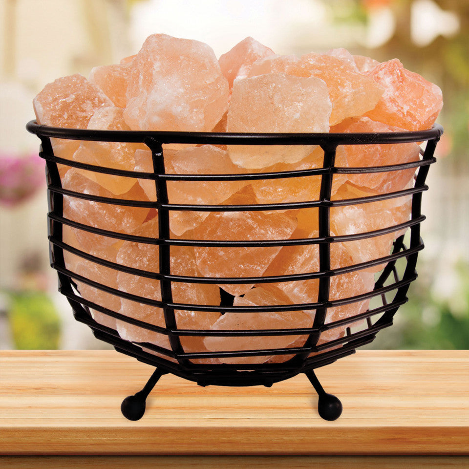 Himalayan Natural Salt Air Purifying Bowl Style Mesh Basket Lamp