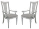 Set of 2 Dining Chairs with Armrest in Light Gray and Weathered White