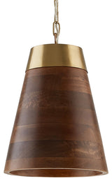 Capital Lighting 330314 14-1/2" Tall Mini Pendant - Wood / Brass