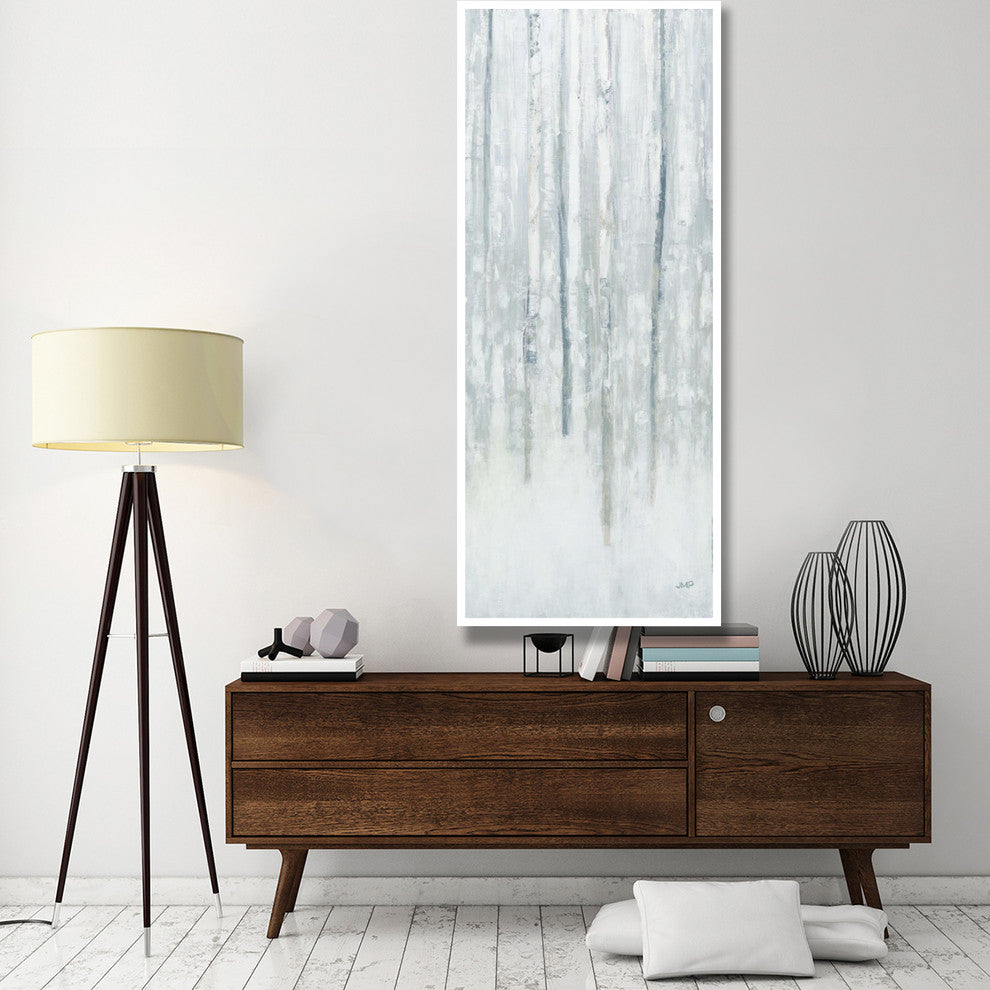 "Birches in Winter Blue Gray Panel II" Print by Julia Purinton, 32"x77"