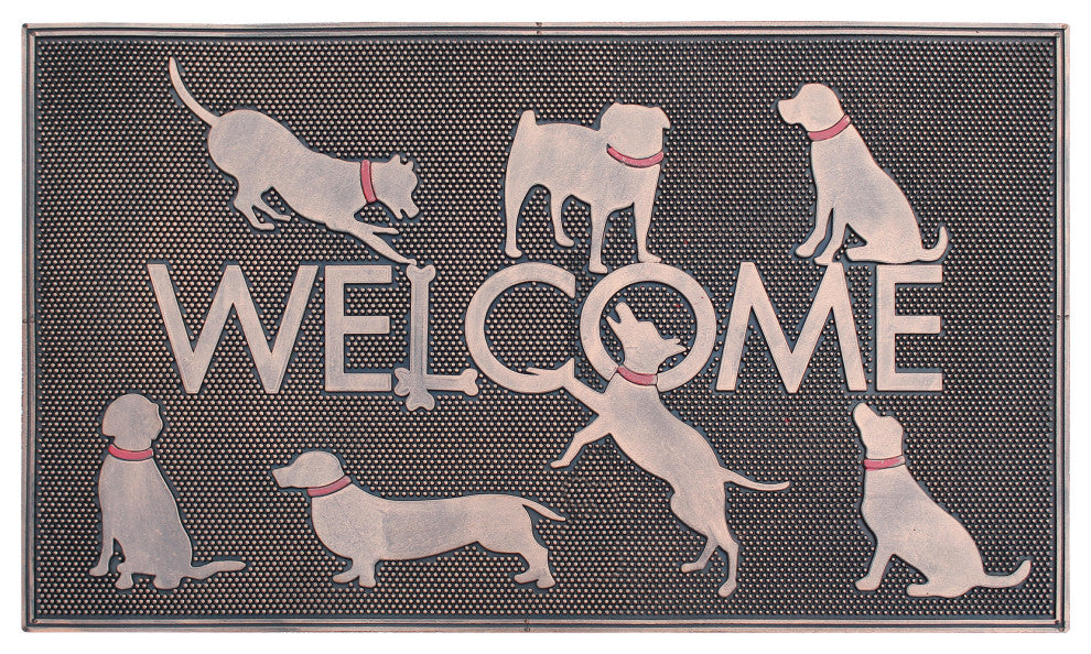 A1HC  Dogs Welcome Rubber Pin Mat, Beautifully Copper Finished 18"x30"