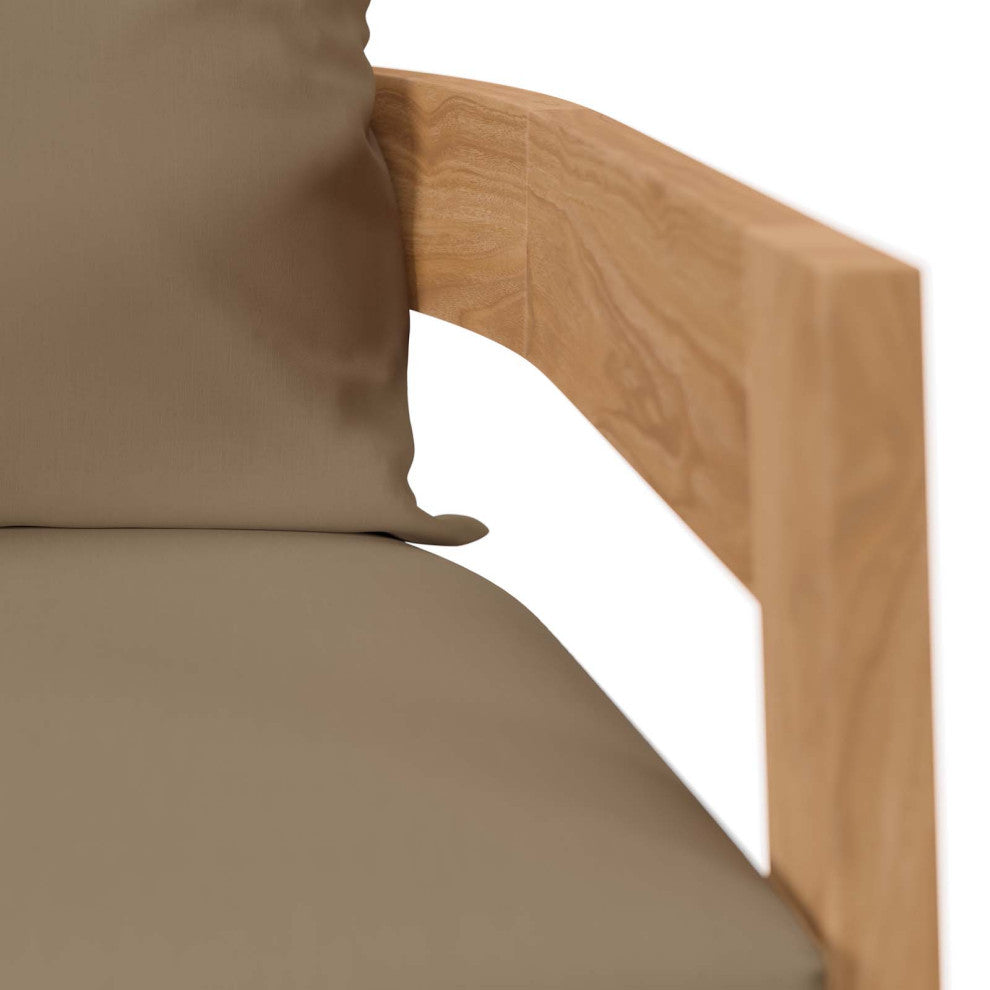 Lounge Chair Armchair, Brown Natural, Teak Wood, Modern, Outdoor Hospitality