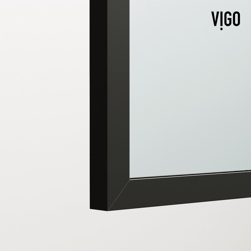 VIGO Arden 34" W x 78" H Framed Fixed Shower Screen, Matte Black Grid, Clear Glass