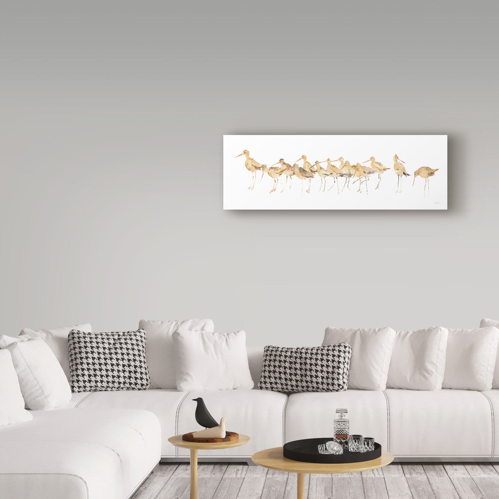 Avery Tillmon 'Watercolor Sandpipers Panel' Canvas Art