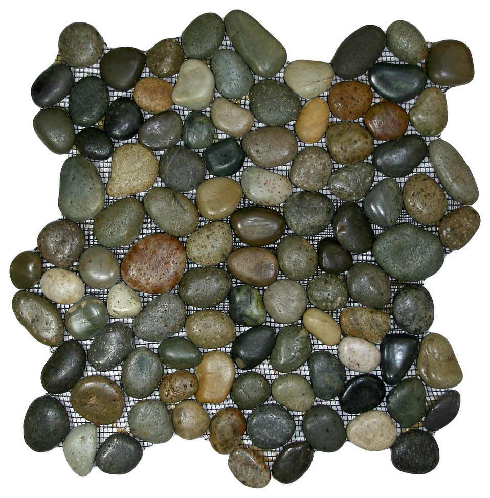 Glazed Bali Ocean Pebble Tile: Natural Stone for Showers, Baths