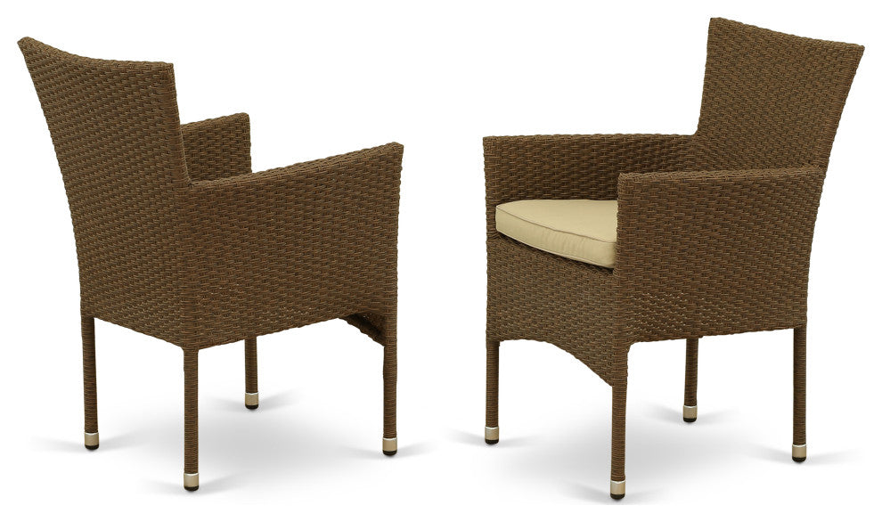7Pc Outdoor- Brown Wicker Dining Set, Patio Table, 6 Balcony Backyard Armchair