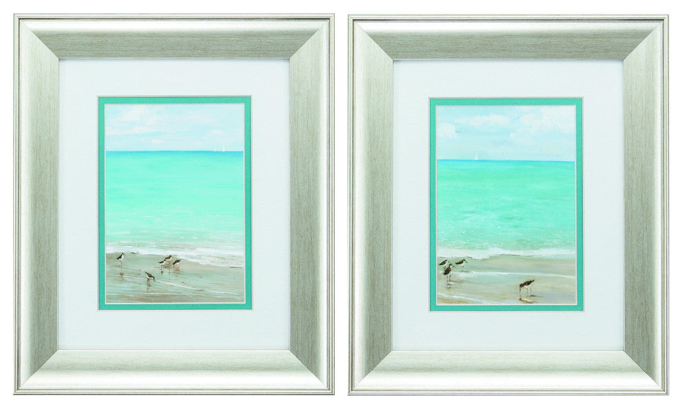 11" X 13" Brushed Silver Frame Sunday At The Shore (Set Of 2)