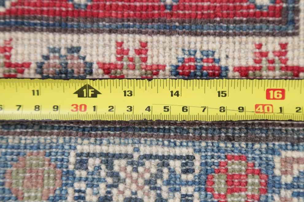 Oriental Traditional Kazak Handmade Pakistani Area Rug, Beige, 9'5"x6'6