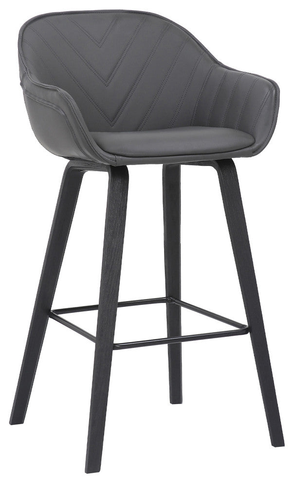 Gray Textured Faux Leather Modern Bar Stool