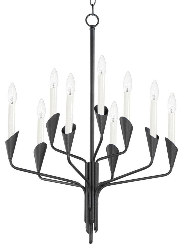 Maxim 24349 Calyx 9 Light 25"W Taper Candle Pendant - Black