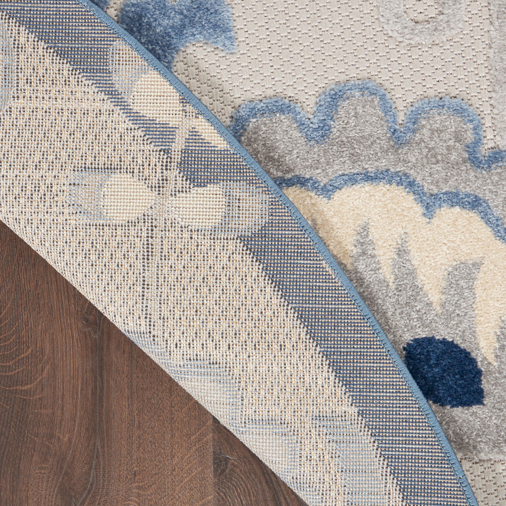 Nourison Aloha 7'10" Round Blue/Grey Farmhouse Area Rug