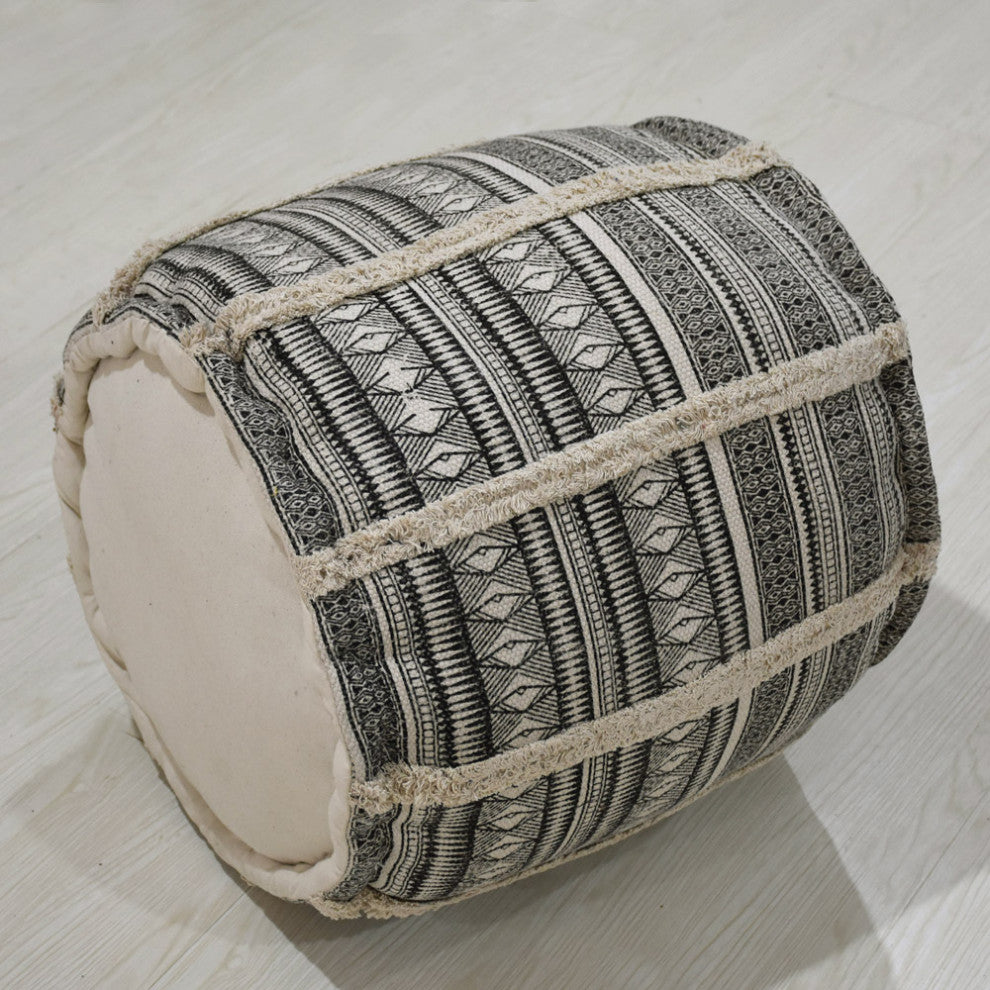 Contemporary Handmade Cotton Pouf, 14x14x14