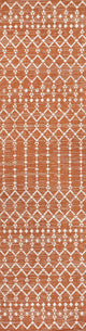 Ourika Moroccan Geometric Indoor/Outdoor Rug, Orange/Cream, 2x10