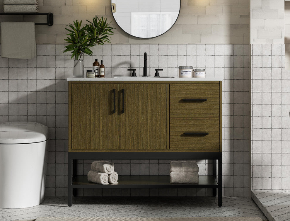 Home Living 42" Single Bathroom Vanity, Chestnut Brown