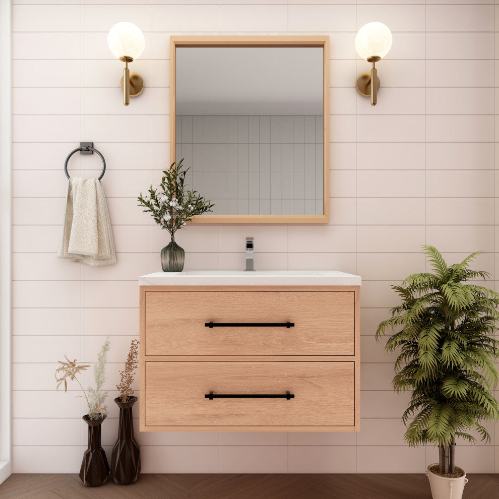 Victoria 30" Solid Wood Bath Vanity, Red Oak