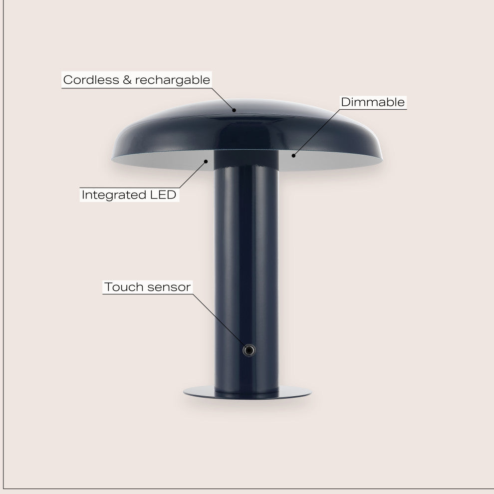Bohemian Rechargeable/Cordless Iron Dimmable Integrated LED Mushroom Table Lamp