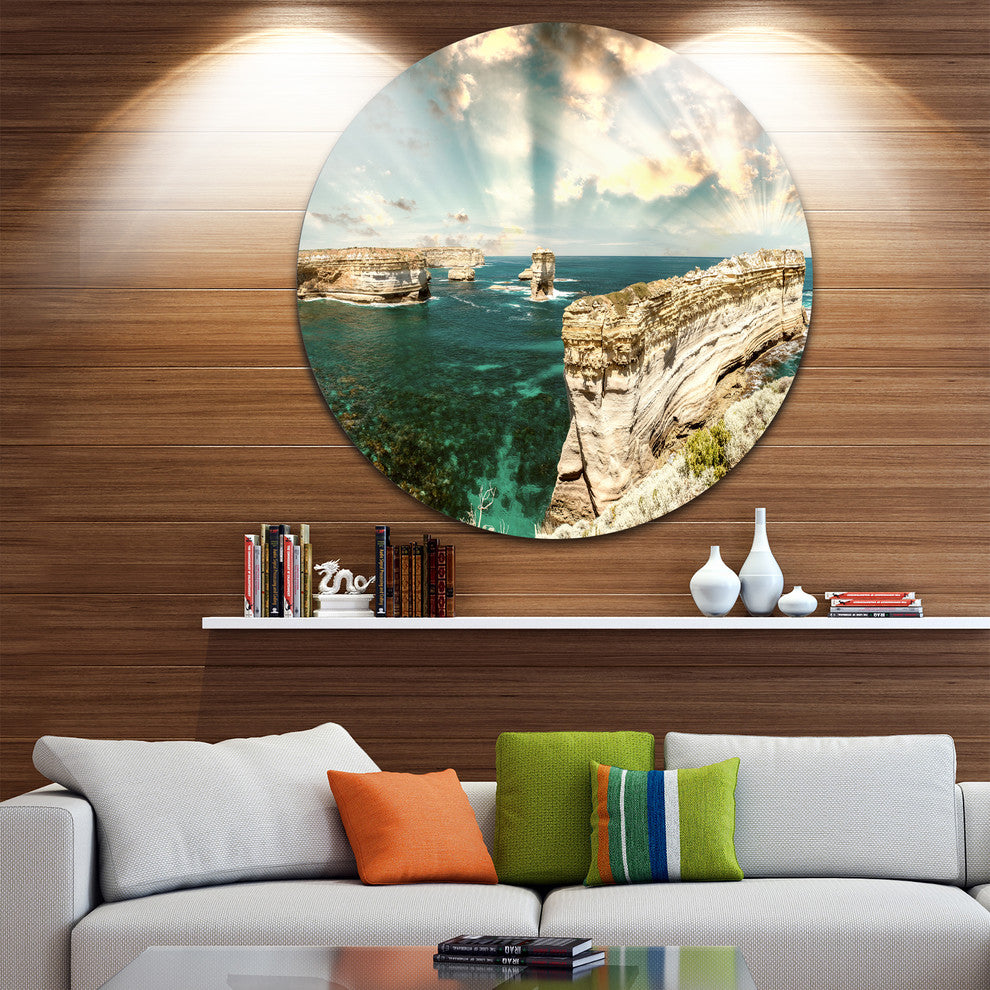 Rocks At Great Ocean Road Victoria, Seascape Round Wall Art, 23"
