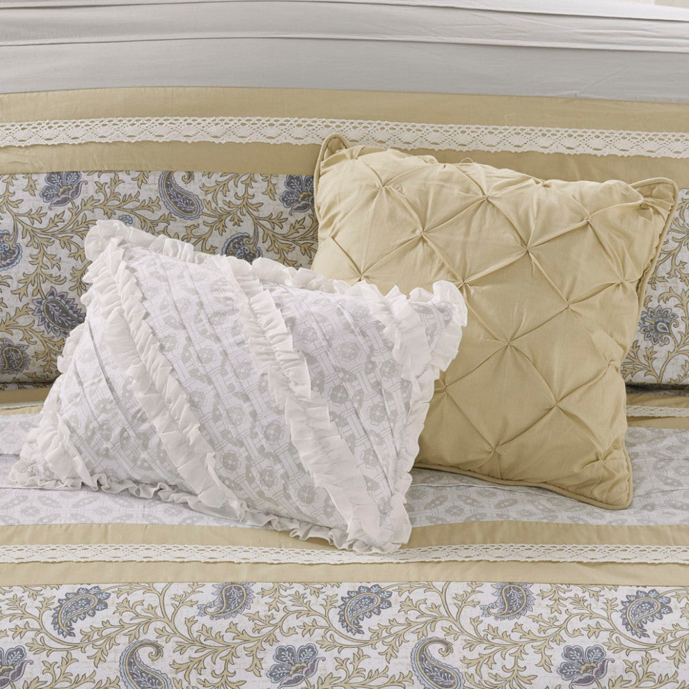 Madison Park Dawn 9 Piece Cotton Percale Comforter Set, Yellow