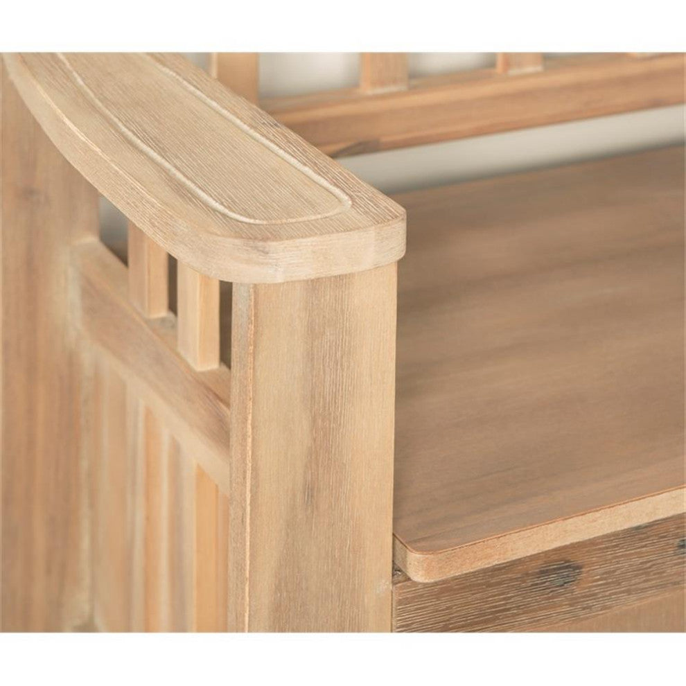 Linon Lottie Entryway Wood Split Seat Storage Bench in Washed Natural