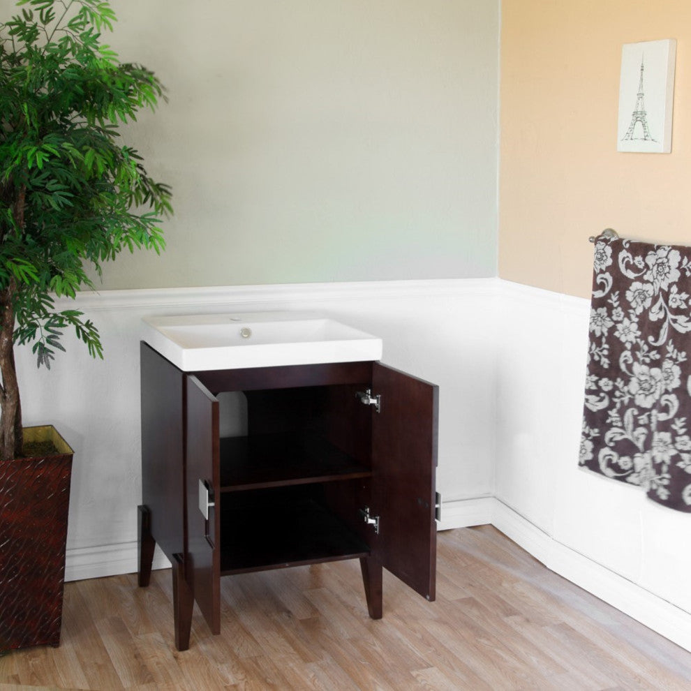 25" Single Sink Vanity-Wood-Walnut