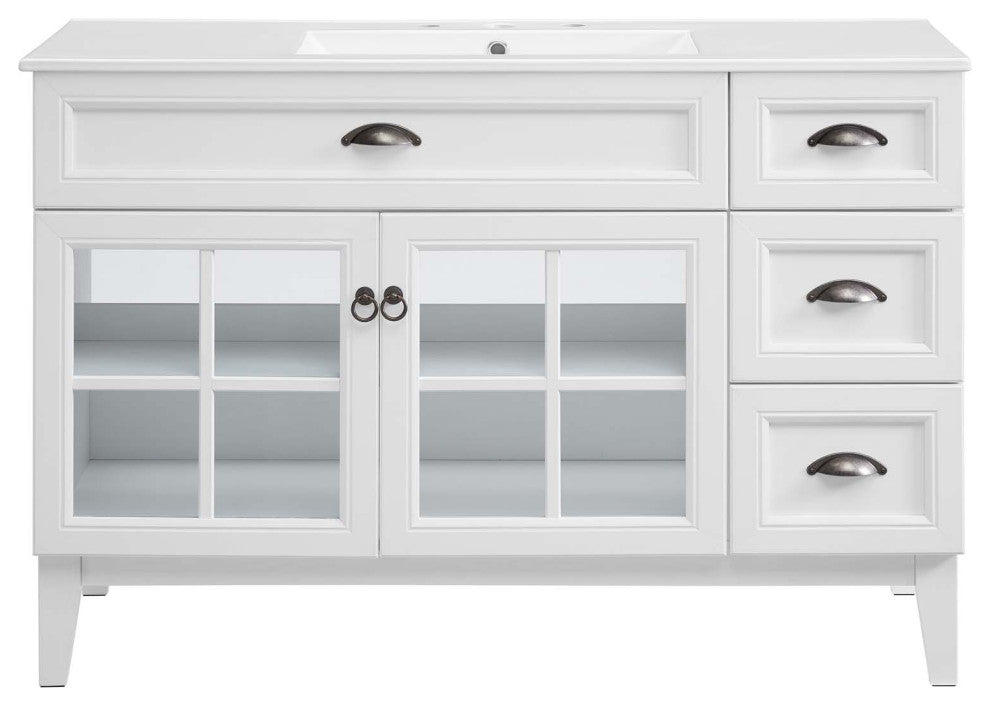 Isle 48" Bathroom Vanity Cabinet White White -5427