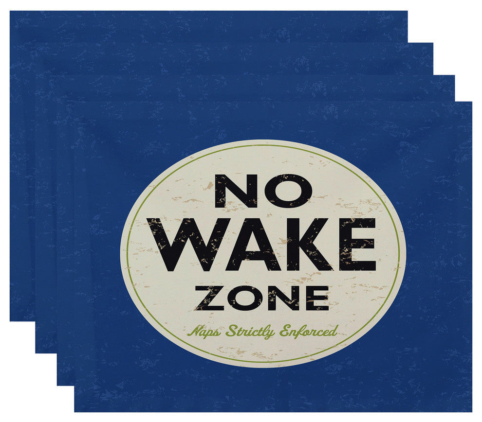 18"x14" Nap Zone, Word Print Pacemat, Blue, Set of 4