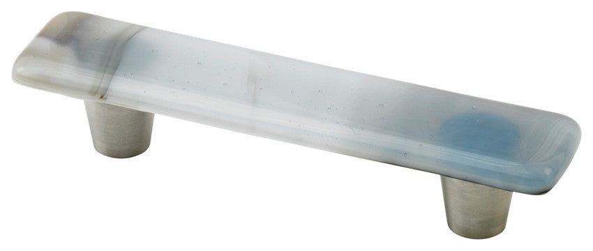 Shell Unique Handmade Glass Cabinet Hardware, 3" cc Pull Handle, Indigo Bark