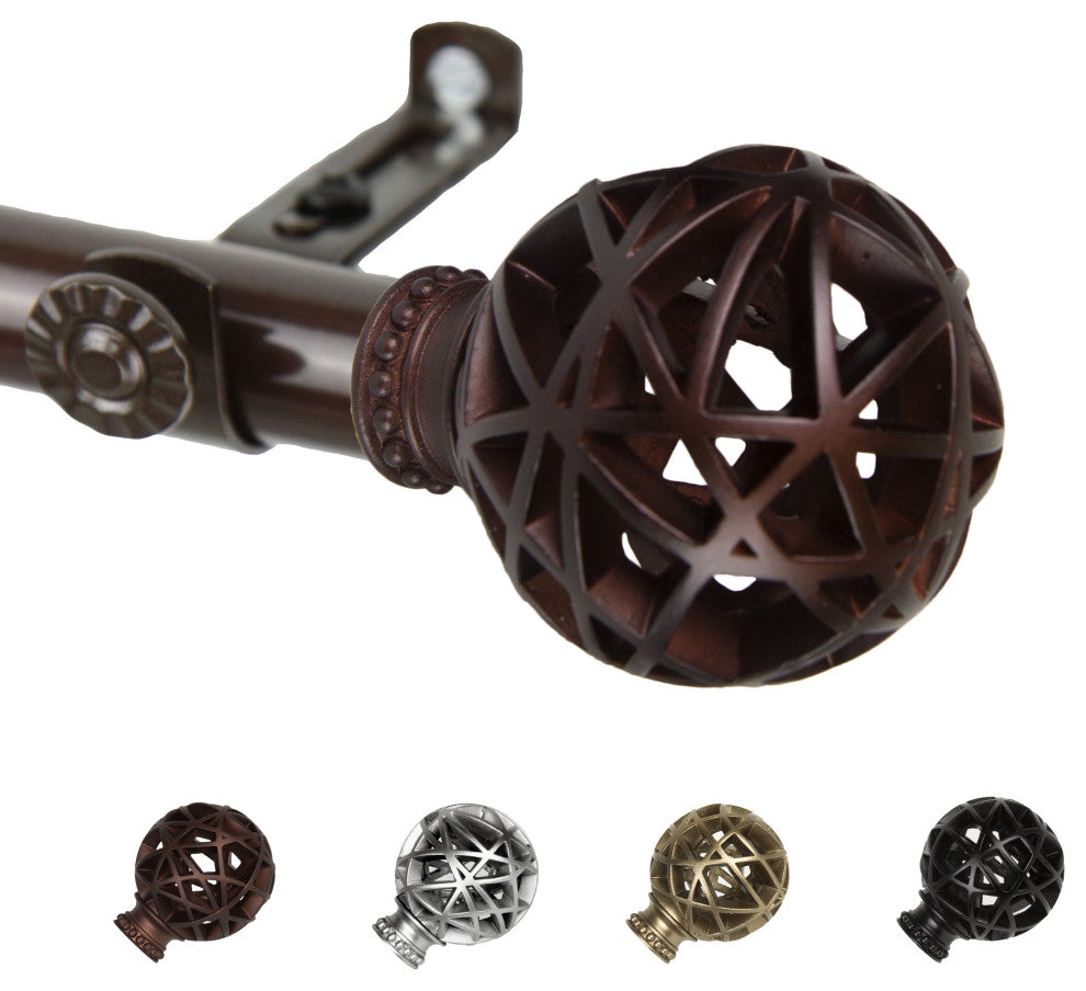 Arabella 13/16" Diameter Curtain Rod, Cocoa, 18-28"